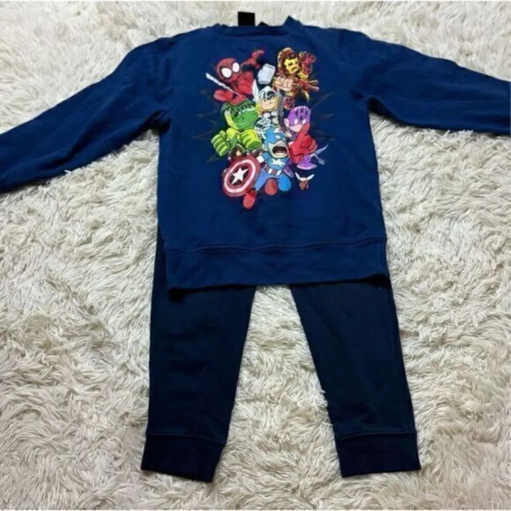 2 piece Boys Blue Sweatshirt outfit by Marvel & 365 Kids Size Medium and 8